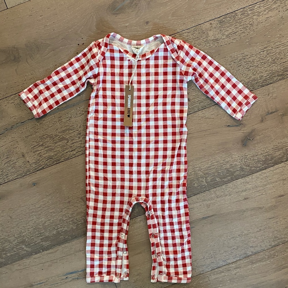 Red gingham spearmant love jumper